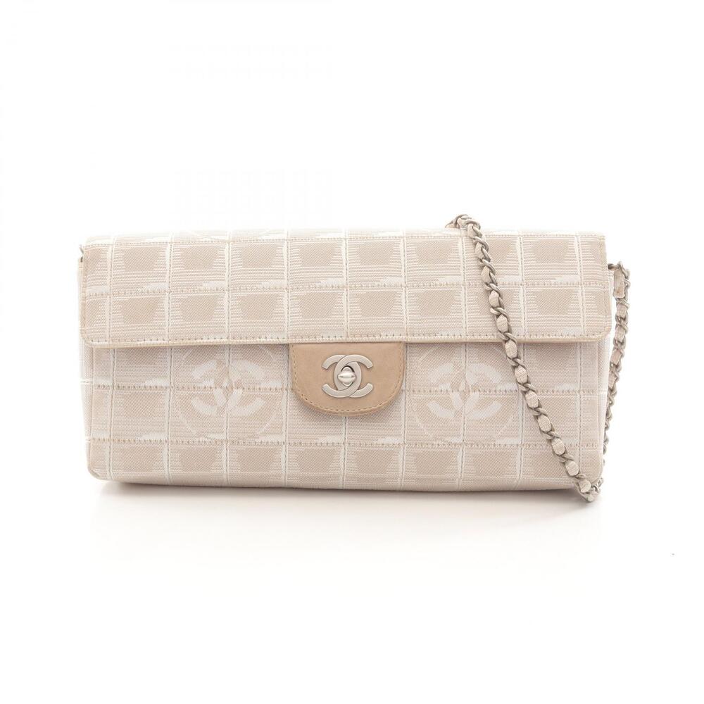 Chanel Travel Chocolate Bar Shoulder Bag Leather Beige